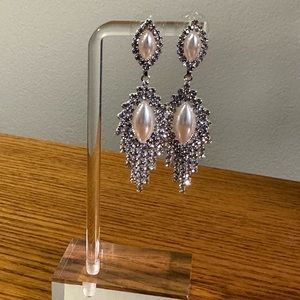 Rhinestone and pearl chandelier earrings